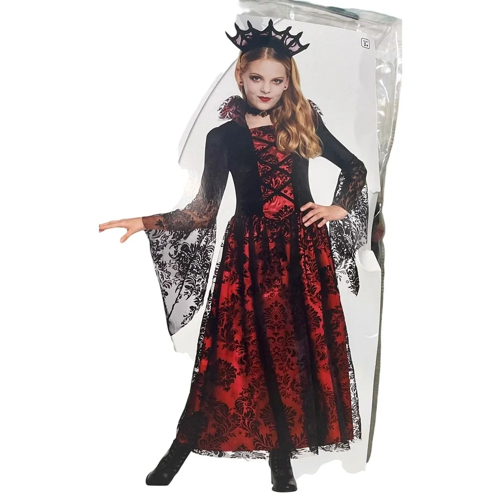 Spirit Halloween Moonlight Princess Costume Girls Medium 8-10 Red Black Gothic - Picture 2 of 5